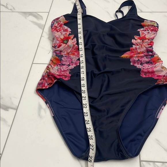 Aqua Rose Navy and Pink Floral One Piece Swimsuit Size M - Picture 14 of 14
